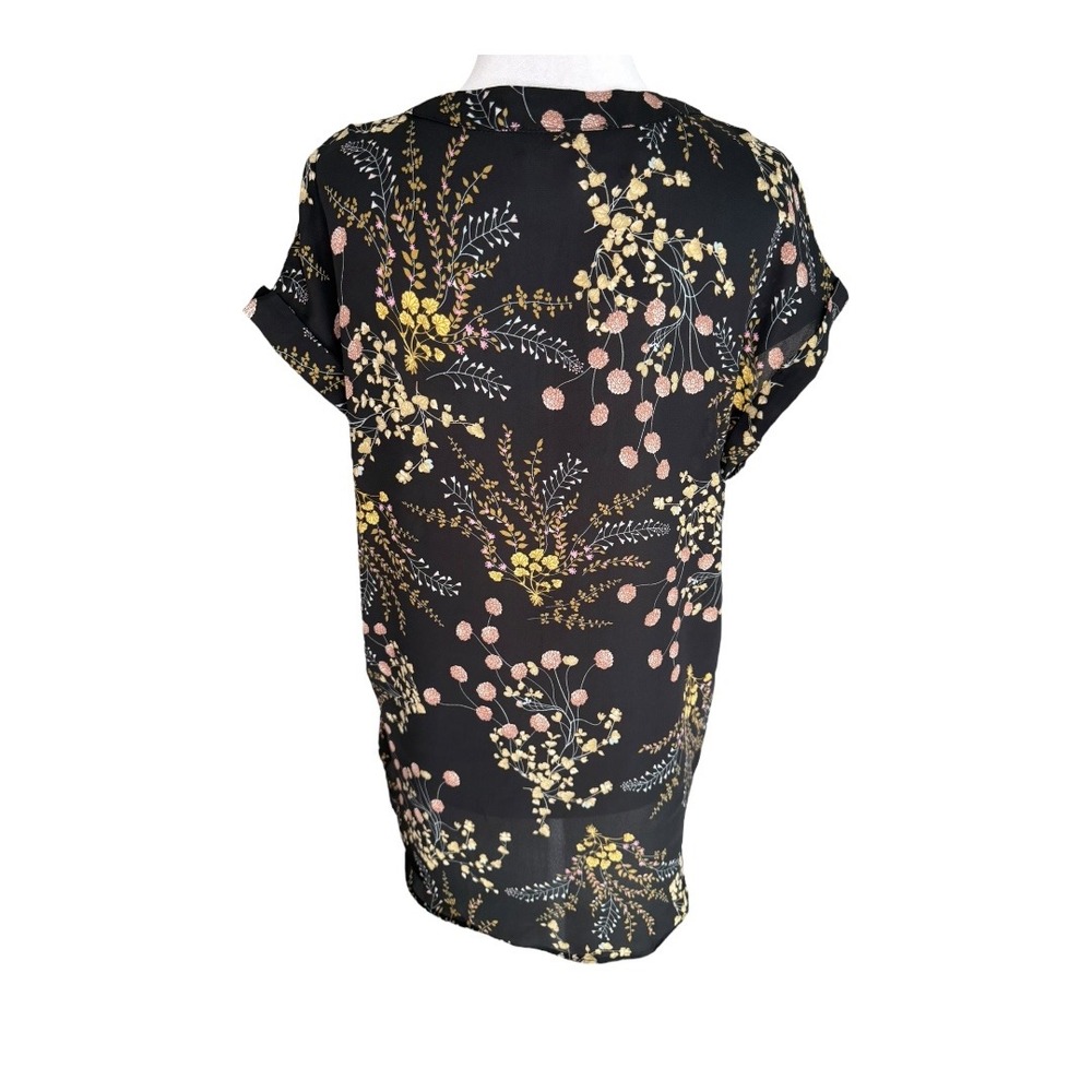 Philosophy Floral Print Top Black Yellow Pink Short Sleeve Blouse Women's XL NWT - Picture 3 of 7